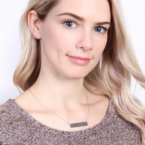 Vista 2 de RIAH FASHION Collar de barra con dije de mensaje positivo inspirador Placa de letras grabada delicada cadena Be Brave, Follow Your Heart, Love