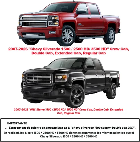 Vista 6 de Aierxuan - Fundas para asientos delanteros de Chevy Silverado y GMC Sierra para camionetas, ajuste personalizado 2007-2026 1500 2500HD 3500HD