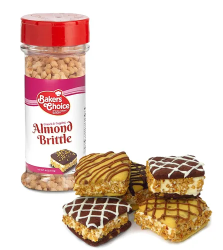 Vista 5 de Baker's Choice Almond Brittle Crunch - Cobertura de helado de postre de nuez - Para helado, helados, cupcakes o batidos - Sin lácteos, Kosher - 4