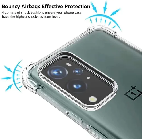 Vista 3 de iCoverCase Funda transparente para OnePlus 9 5G [compatible con versiones NA y de la UE], funda protectora de esquina a prueba de golpes, funda