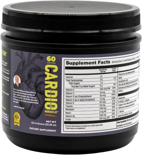 Vista 2 de Cardio Miracle Suplemento de Óxido Nítrico 60 Porciones - Polvo de Raíz de Remolacha con L-Arginina para Apoyar la Circulación, el Flujo Sanguíneo