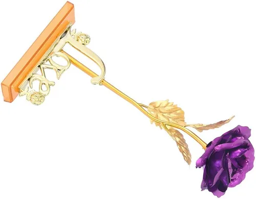 Vista 8 de Flor de lámina de oro de 24 quilates con lámina de oro artificial, regalo romántico para decoración de mesa del hogar ()