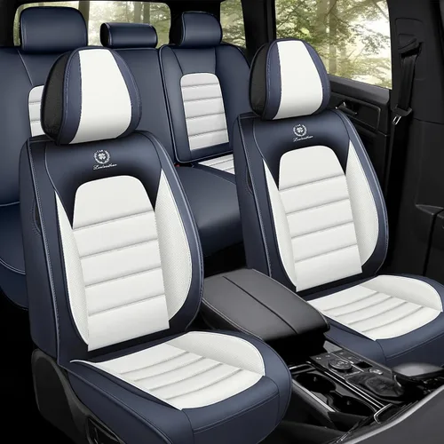 Vista 14 de Funda de asiento para Nissan Murano 2003-2026, protector de asiento de cuero impermeable compatible con bolsa de aire (par delantero, negro clásico)