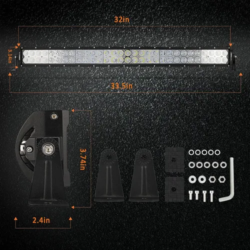 Vista 9 de NOVSIGHT Barra de luz LED de 32 pulgadas curvada de 180 W para luces de pod, combo de haz de inundación de 18000 lúmenes de luces de conducción