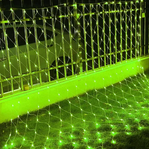 Vista 3 de Dazzle Bright 200 luces LED de red del Día de San Patricio, 9.8 pies x 6.6 pies, luces de malla conectables de alambre transparente con 8 modos