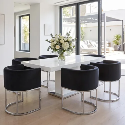 Vista 18 de RIVOVA - Silla tapizada para comedor, silla lateral moderna de barril, sillas tapizadas para comedor, silla cómoda para cocina, silla lateral