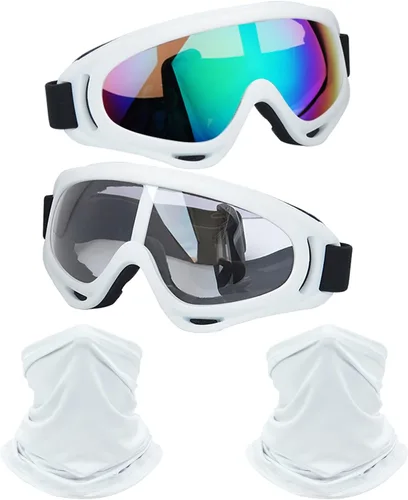 Vista 10 de LJDJ Motorcycle Goggles 2 Pack Dirt Bike with Neck Breathable Bandana Mask