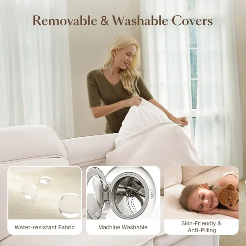 Vista 6 de ALIVING Sofá modular seccional, sofá reclinable de 3 plazas para sala de estar, blanco roto Blanco hueso