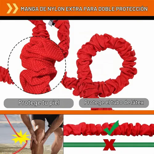 Vista 3 de Coolrunner Juego de 14 bandas de resistencia, tubos de ejercicio, bandas de entrenamiento de 20 libras a 40 libras con asas, fundas protectoras
