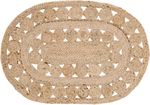 Vista 6 de VHC Brands 10713 - Alfombra ovalada de yute para cabina de té, Tela