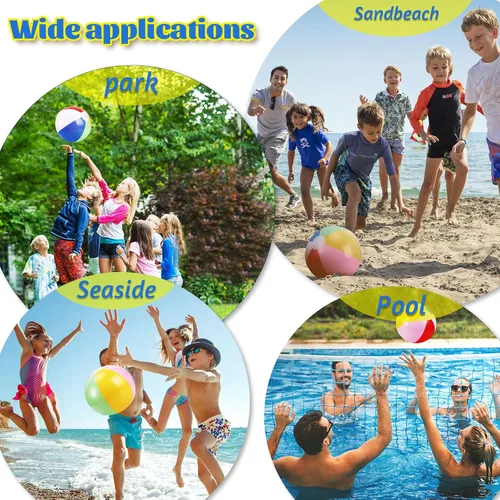 Vista 4 de Paquete de 13 bolas de playa inflables de 12 pulgadas, bola de playa, globos de fiesta para niños y adultos, pelota inflable para patio, pelotas