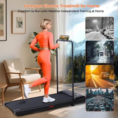Vista 13 de Walking Pad Treadmill with Incline, 2026 Upgrade Portable Under Desk Treadmill for Home Small with Handles, 3.0HP Walking Pad with Handle Bar