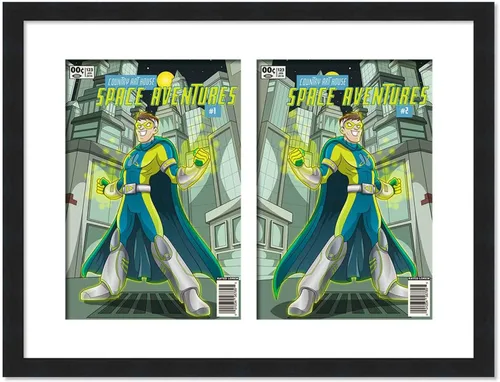 Vista 79 de Marco de cómic blanco mate para cómics publicado entre 1938 y 1955 (marco de madera maciza de cómic de la edad dorada) hecho para mostrar 4 cómics