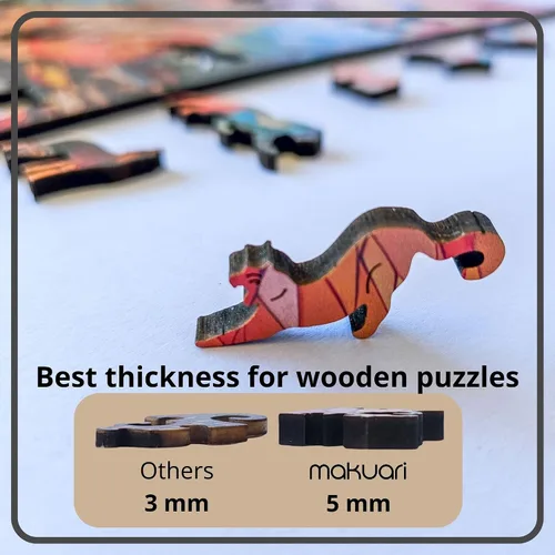 Vista 3 de Rompecabezas de madera para adultos - Rompecabezas de madera de 200 piezas con diseño de tigre de Bengala, madera cortada con láser de 0.197 in