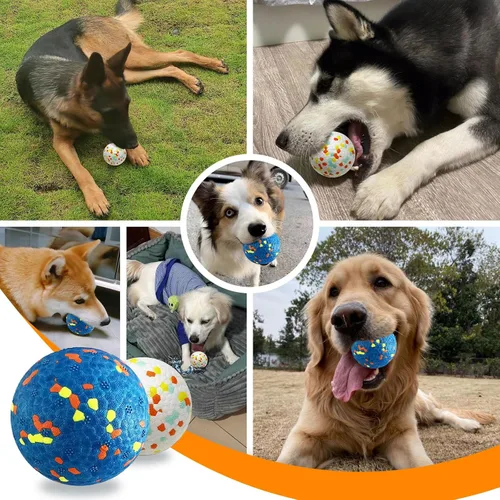 Vista 8 de Petcare Paquete de 2 pelotas para perros, juguetes para masticadores agresivos, pelotas de tenis indestructibles para perros medianos y grandes