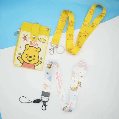 Vista 3 de Winnie - Lindo tarjetero con cordón, tarjetero para tarjetas de crédito de identificación de Pooh, bolsa con cordón, funda para tarjetas de cuello