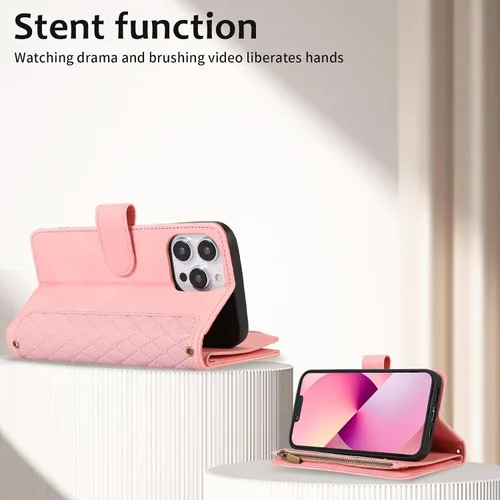 Vista 4 de Asuwish Funda de teléfono para iPhone 12 Pro Max 6.7 con protector de pantalla de vidrio templado y correa de muñeca con cremallera para tarjetero
