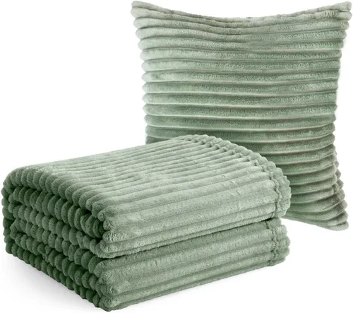 Vista 56 de Vessia - Manta de forro polar de franela (50x70 pulgadas), manta 3D de jacquard negra, esponjosa y cálida para sofá, sillón, cama, silla, 300GSM