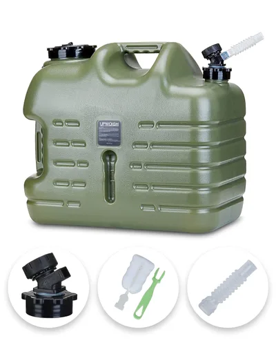 Vista 16 de UPWOIGH Jarra de agua a prueba de fugas de 3.5 galones con espita Verde bosque, talla inspirada en la naturaleza, diseño grueso sin BPA, uso