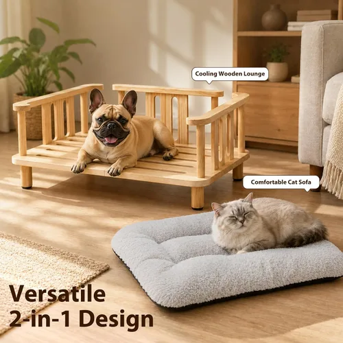 Vista 10 de Summark Cama elevada para gatos con colchón de felpa