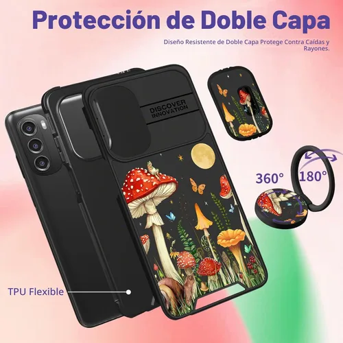 Vista 5 de Funermei - Funda para Moto G Stylus 5G 2022 con soporte de anillo, diseño Hongo de la Luna