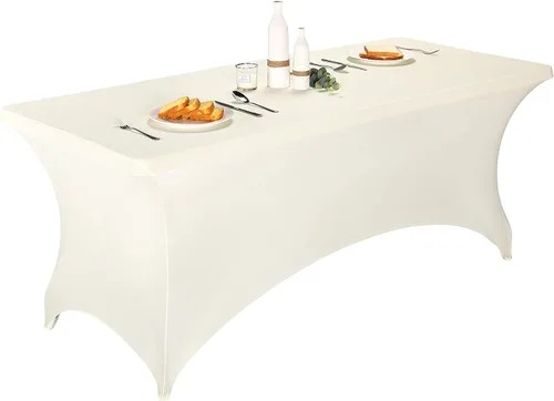 Vista 94 de LZY Cubierta de Mesa Elástica Ajustable de Spandex para Mesa Plegable de 6 pies, 4 pies o 8 pies, Mantel de Cóctel Rectangular, Perfecto para Champn