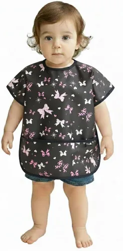 Vista 8 de Plie Short Sleeve Waterproof Bib for Toddlers – Easy Clean Feeding Apron for Mealtime, Daycare, Self-Feeding, Lightweight