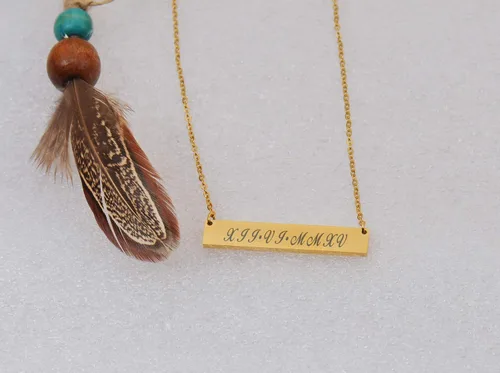 Vista 5 de Aoloshow Collar con barra de nombre personalizado regalo de joyería de oro