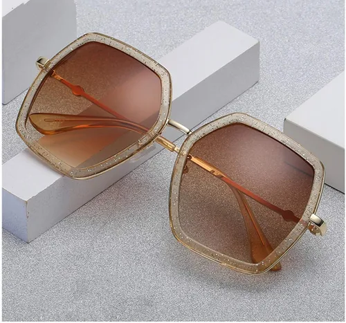 Vista 4 de IKANOO - Lentes de sol cuadrados y amplios para mujer estilo de marca inspirado en hexágonos