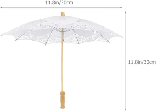 Vista 2 de Toyvian Sombrilla de encaje bordado para boda, paraguas decorativo para fotografía, paraguas chino para disfraces de boda, decoración de cosplay