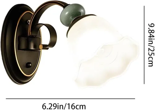 Vista 6 de Black Metal Retro Wall Light Glass Shade Hardwired Farmhouse Bedroom Bedside Light Fixture Indoor Hallway Living Room Sconce Vintage Edison Bulb