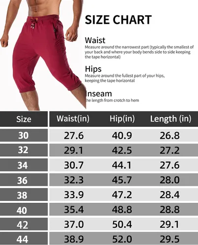 Vista 6 de LEPOAR Pantalones deportivos 34 para hombre, cómodos, entrenamiento, correr, longitud hasta la rodilla, cordón en la cintura, bolsillos