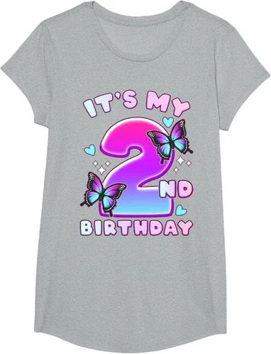 Vista 42 de Camiseta de 2º cumpleaños para niña de 2 años con mariposas y número 2 Negro
