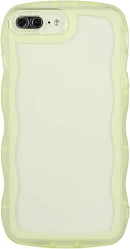 Vista 31 de Funda transparente compatible con iPhone 7 Plus/8 Plus, lindo marco ondulado de color sólido, transparente, de silicona suave, antiarañazos, a