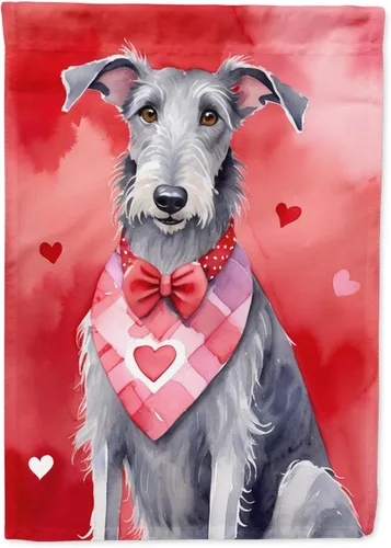 Vista 123 de Caroline's Treasures DAC5252GF Affenpinscher - Bandera de jardín con texto en inglés "My Valentine", bandera decorativa para patio exterior, patio