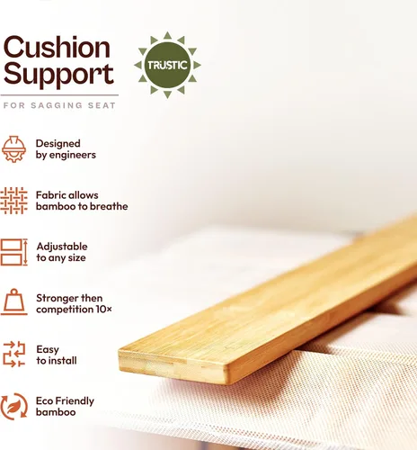 Vista 3 de Soporte de cojín de sofá para asiento caído [22 x 63], protector de sofá, solución de hundimiento, insertos de tablero de bambú ajustables debajo