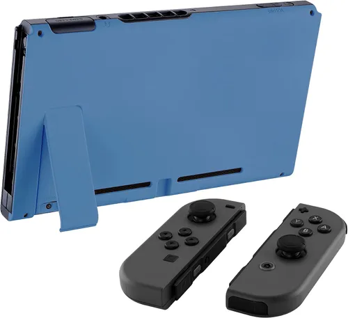 Vista 3 de eXtremeRate Soft Touch Grip Airforce Blue Consola Placa trasera Carcasa de repuesto para consola Nintendo Switch con soporte JoyCon Shell