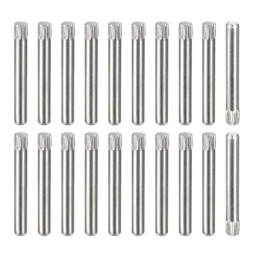 Vista 7 de uxcell Pasadores de acero inoxidable 304 de 0.05 x 0.236 pulgadas, 20 pines de cabeza moleteada con extremo biselado plano, clavijas de madera