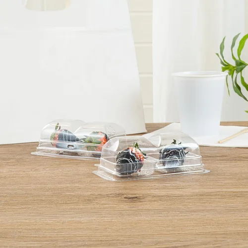 Vista 9 de Restaurantware Thermo Tek - Contenedores de postre de 5.3 x 2.6 x 1.8 pulgadas, 100 compartimentos duales transparentes para llevar, con tapa
