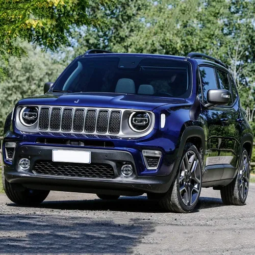 Vista 3 de Insertos de rejilla frontal ABS negra para Jeep Renegade 2019-2023 Brillo negro
