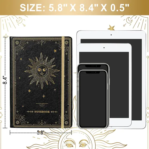 Vista 7 de Artfan Cuaderno/diario rayado – Cuaderno clásico de escritura de piel sintética con papel grueso de alta calidad con bolsillo + separadores