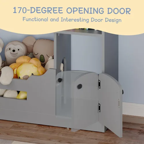 Vista 5 de GAOMON Estantería para niños, organizador de almacenamiento de juguetes con tapa abatible y cubículo, estanterías de madera para niños aptas