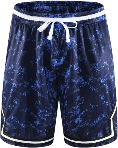 Vista 3 de Flyingyan Pantalones cortos deportivos de baloncesto para hombre con bolsillos con cremallera, pantalones cortos de malla para entrenamiento