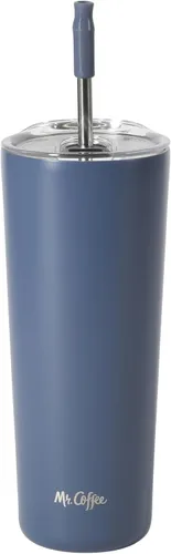 Vista 6 de Mr. Coffee Java Quest - Vaso térmico de acero inoxidable de doble pared de 16 onzas con tapa y popote reutilizable, con aislamiento térmico