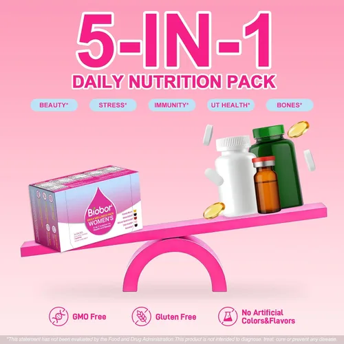 Vista 5 de Paquete de gomitas multivitamínicas diarias para mujeres, suministro para 14 días con biotina y colágeno, magnesio + Ashwagandha, arándano