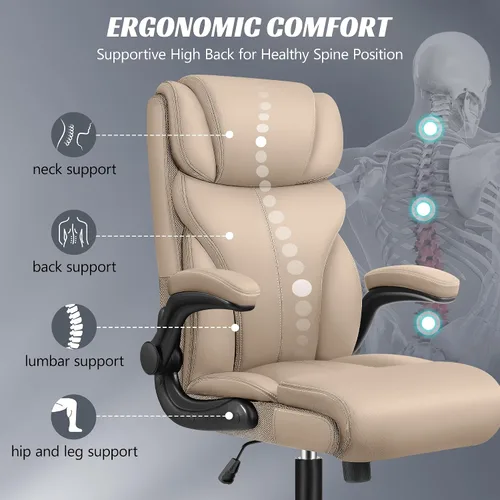 Vista 4 de HeroSet Silla de oficina, ergonómicas grandes y altas sillas de escritorio para computadora, silla ejecutiva de cuero transpirable con reposabrazos