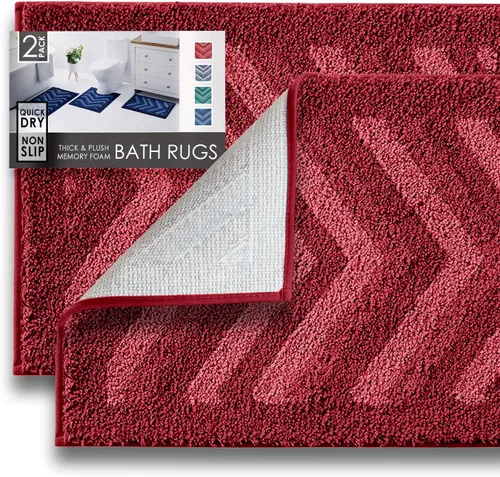 Vista 15 de Clara Clark Alfombras de baño, alfombras de baño ultra suaves y peludas - tapetes de baño para baño, lavable a máquina, base antideslizante de goma