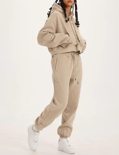 Vista 83 de Kissonic Conjunto deportivo de forro polar para mujer, 2 piezas, sudadera con capucha y pantalones deportivos