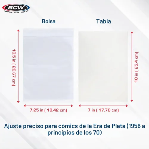 Vista 3 de BCW Bolsas gruesas resellables plateadas para cómics y tableros de respaldo
