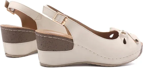 Vista 7 de Mintzice Sandalias de cuña elegantes con correa al tobillo y puntera abierta para mujer